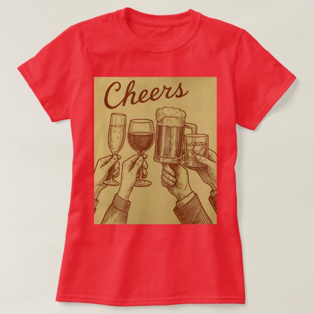 Red Women's Cheers Drinks Toasting T-Shirt (Design vorne)