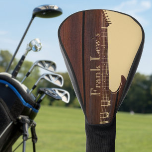 Red Wood & Tan Brown Color Block Name Gitarre Golf Headcover