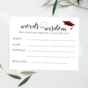 Red Words of Wisdom Grad Cap Abschluss Ratgeber