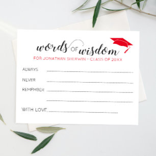 Red Words of Wisdom Grad Cap Abschluss Ratgeber