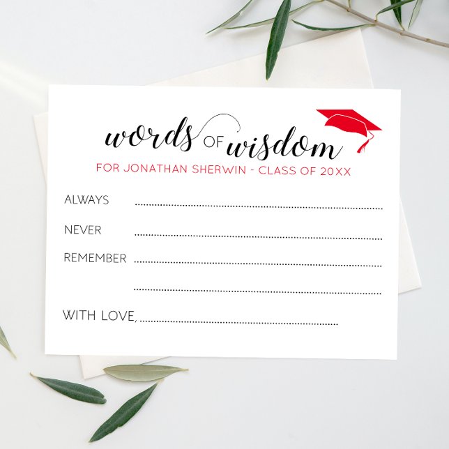 Red Words of Wisdom Grad Cap Abschluss Ratgeber (Von Creator hochgeladen)