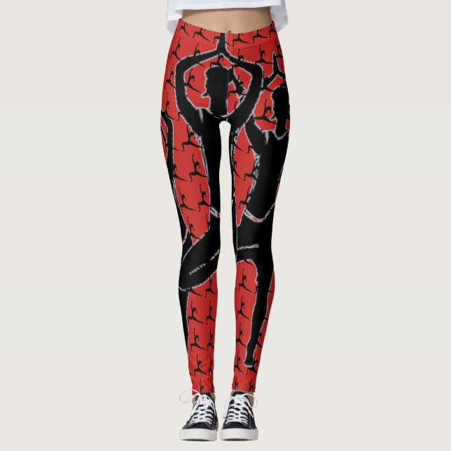Red Work It - Yoga Pose Silhouette Leggings (Vorderseite)