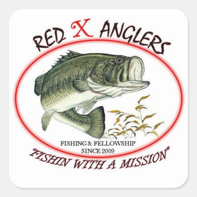 Red X Anglers LMB quadratischer Aufkleber (Vorderseite)