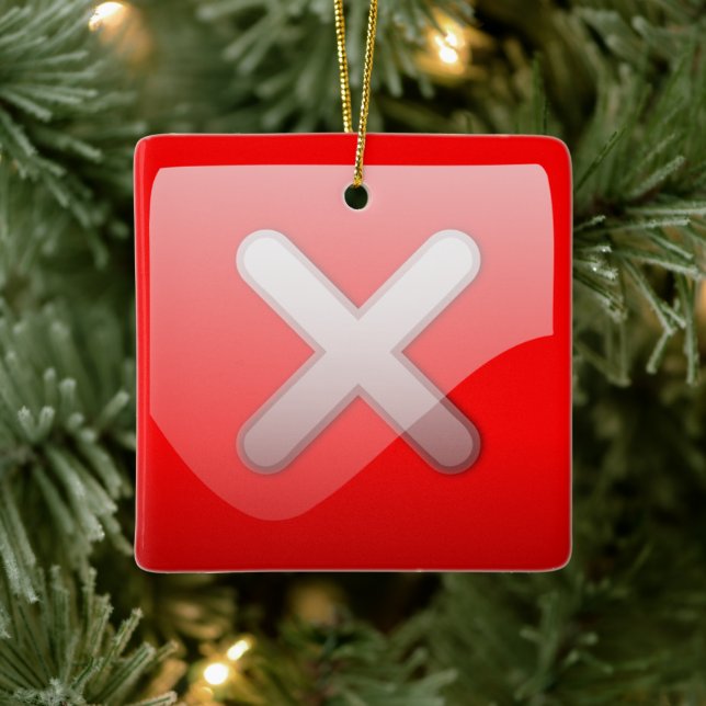 Red X Mark Symbol Weihnachten Keramikornament (Baum)