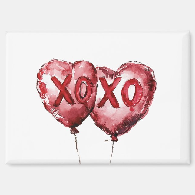 Red XOXO Herzblasen Magnet (Vorderseite)