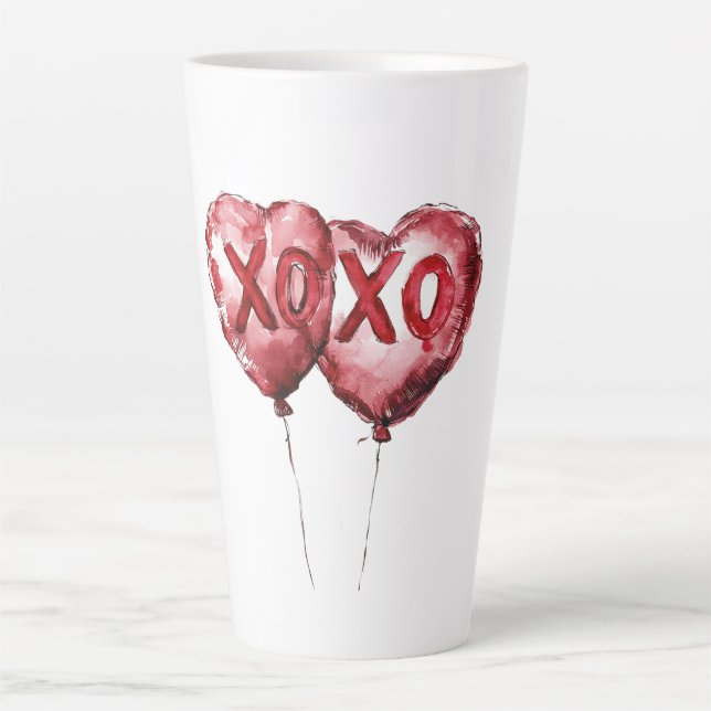 Red XOXO Herzblasen Milchtasse (Vorderseite)