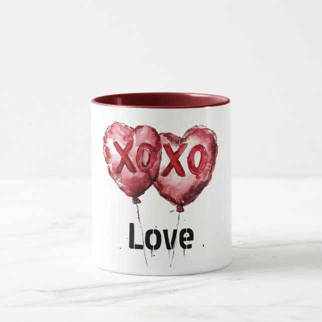Red XOXO Herzblasen Tasse (Zentrum)