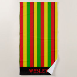 Red Yellow and Green Rasta Striped Strandtuch