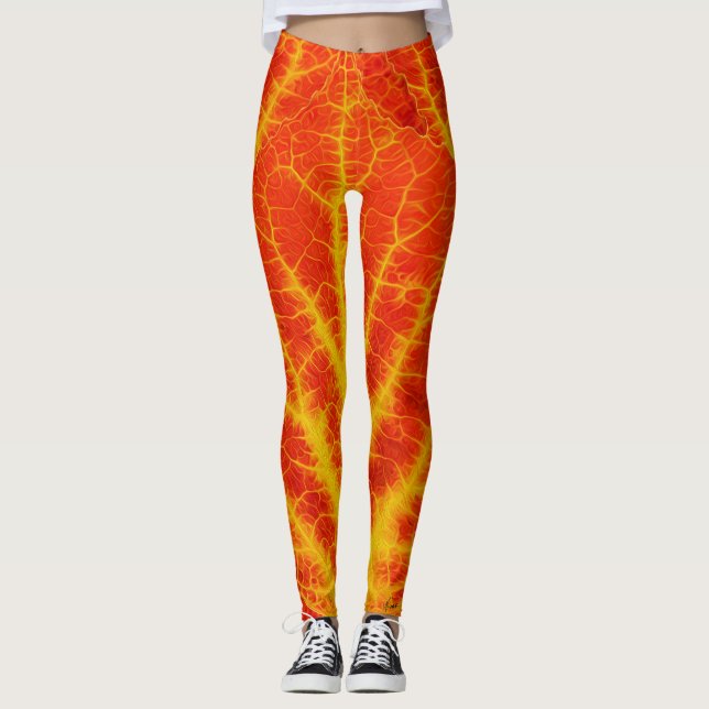 Red & Yellow Aspen Leaf #10 Leggings (Vorderseite)
