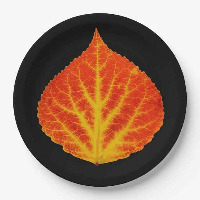 Red & Yellow Aspen Leaf #10 Pappteller (Vorderseite)