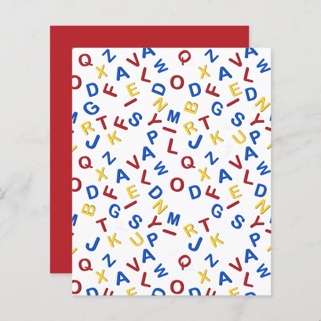 Red Yellow Blue ABC Letters Scrapbook Paper (Vorne/Hinten)