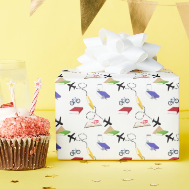 Red Yellow Blue Airplane Bicycle  Geschenkpapier (Geburtstagsparty)