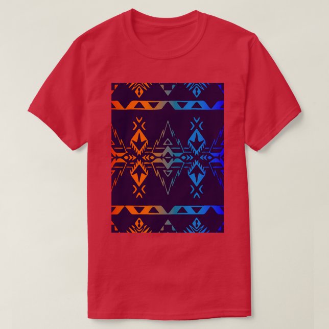 Red Yellow Blue Gradient Native Geo Print V4 T-Shirt (Design vorne)