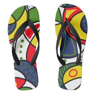Red Yellow Blue Green Beach Ball Flip Flops