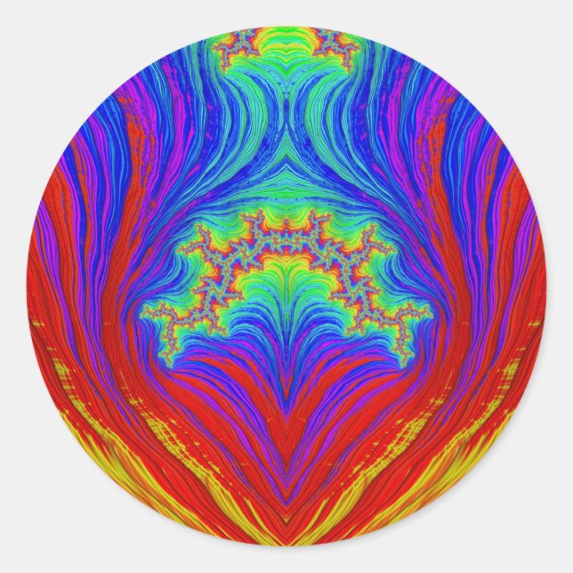 Red Yellow Blue Green ~ Classic Round Aufkleber (Vorderseite)
