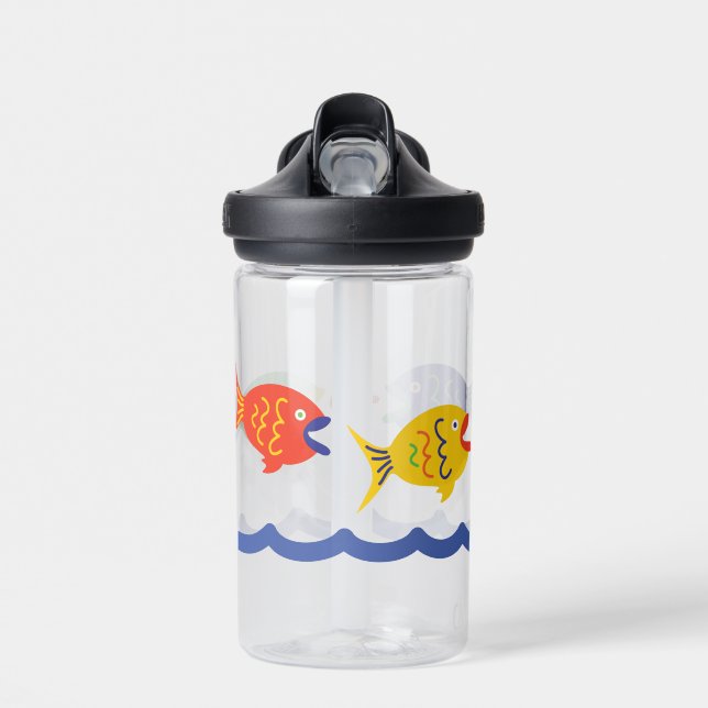 Red Yellow Blue Green Fishies Water Bottle Trinkflasche (Vorne)