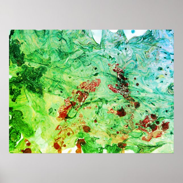 Red Yellow Blue Green Moderne Abstrakte Kunst Tren Poster (Vorne)