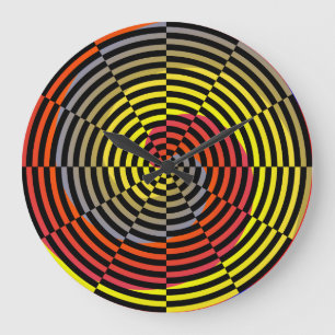 Red Yellow Blue Spiral von Kenneth Yoncich Große Wanduhr