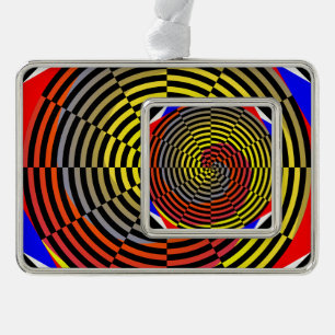 Red Yellow Blue Spiral von Kenneth Yoncich Rahmen-Ornament Silber