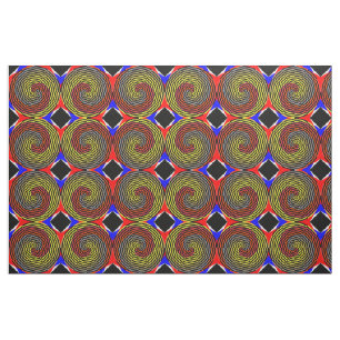 Red Yellow Blue Spiral von Kenneth Yoncich Stoff
