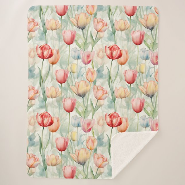 Red Yellow Blue Tulip Flowers Sherpadecke (Vorderseite)