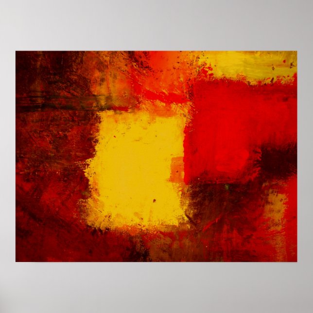 Red Yellow Brown Modern Abstrakt Art Poster (Vorne)