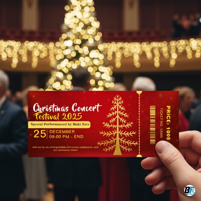 Red Yellow Christmas Concert Entry Ticket (Von Creator hochgeladen)