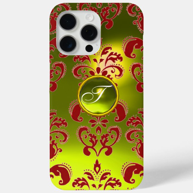 RED YELLOW DAMASK GEMSTONE MONOGRAMM Floral Case-Mate iPhone Hülle (Rückseite)