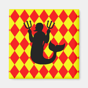 Red & Yellow Diamonds Merman Magnet