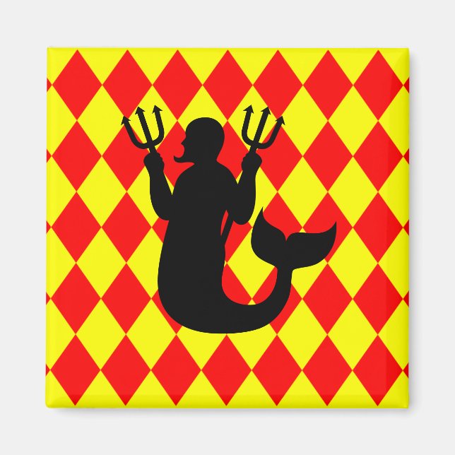 Red & Yellow Diamonds Merman Magnet (Vorne)