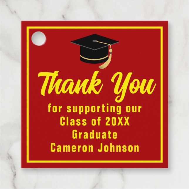Red Yellow Graduate Custom Graduate Party Geschenkanhänger (Vorderseite)