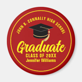 Red Yellow Graduate Custom Graduate Party Magnet