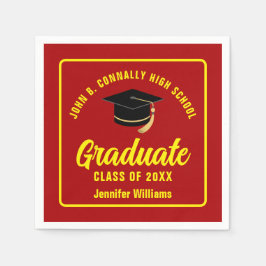 Red Yellow Graduate Custom Graduate Party Serviette