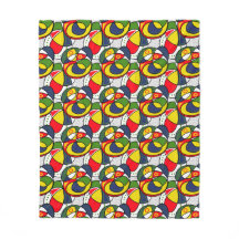 Red Yellow Green Beach Ball Fleece Blanka