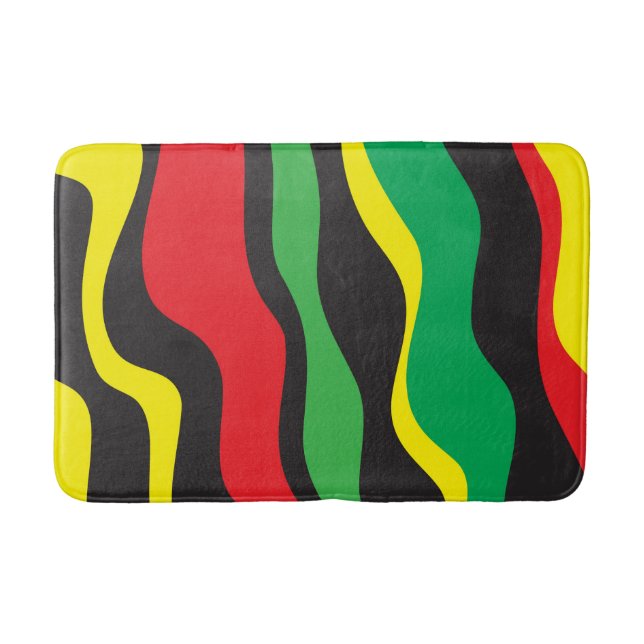 Red Yellow Green Black Rasta Wave Badematte (Vorderseite)