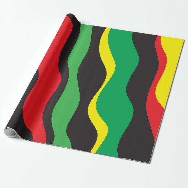 Red Yellow Green Black Rasta Wave Geschenkpapier (Ungerollt)