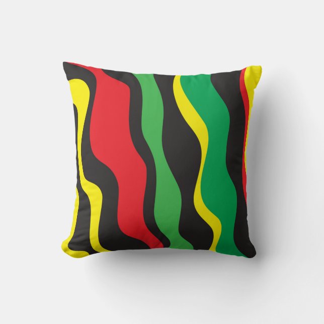 Red Yellow Green Black Rasta Wave Kissen (Vorderseite)