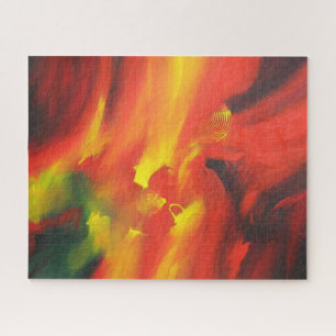 Red Yellow Green Modern Abstrakt Expressionist Puzzle