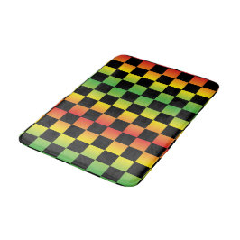 Red Yellow Green Rasta Ombre Checkerboard Badematte