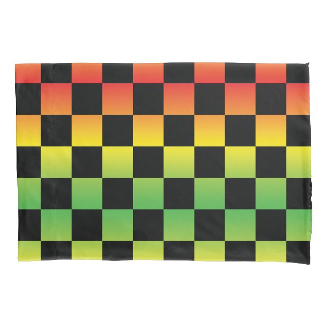 Red Yellow Green Rasta Ombre Checkerboard Kissenbezug (Vorderseite)