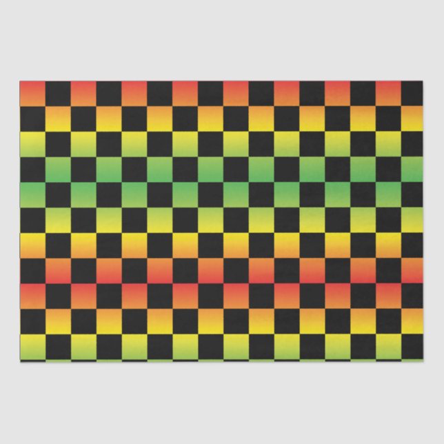 Red Yellow Green Rasta Ombre Checkerboard Seidenpapier (Vorderseite)