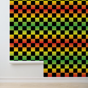 Red Yellow Green Rasta Ombre Checkerboard Tapete