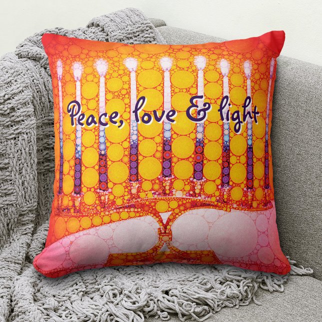 Red Yellow Hanukkah Menorah Peace Liebe Light Bold Kissen (Von Creator hochgeladen)