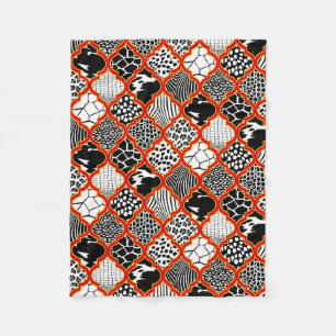 Red Yellow Hollywood Regency Marokkanisches Tierbi Fleecedecke