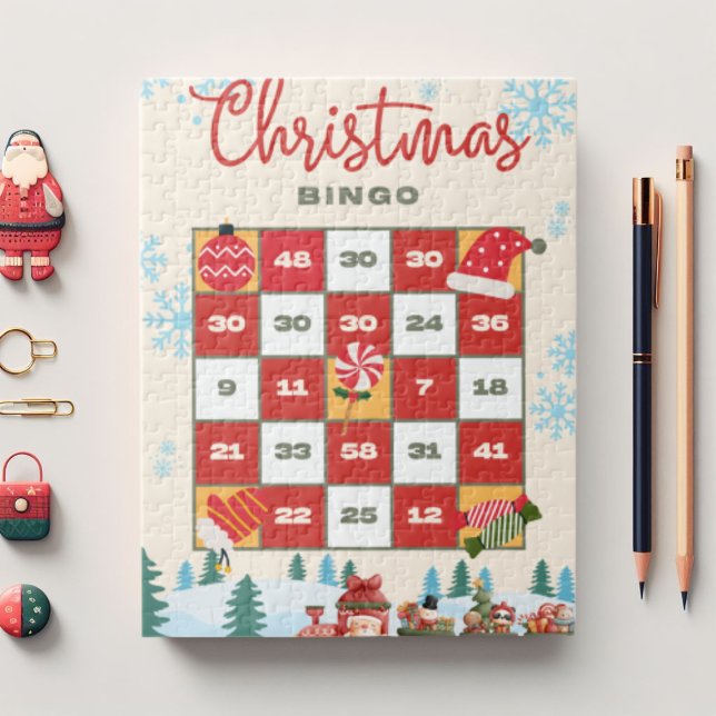Red Yellow Modern Christmas Bingo Jigsaw Puzzle (Von Creator hochgeladen)