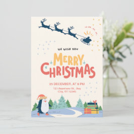 Red Yellow Moderne Minimalistisch frohe Weihnachte Einladung