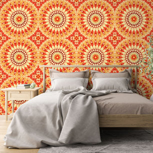 Red Yellow Orange Summer Sun Mandala Pattern Tapete