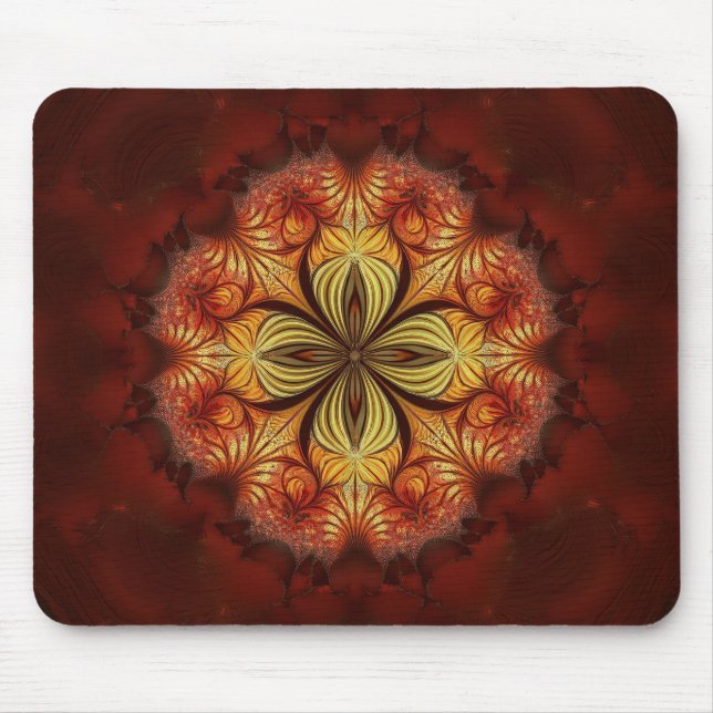 Red Yellow Orange Tan Fractal  Mousepad (Vorne)