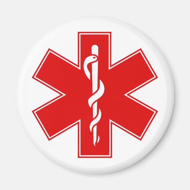 Red Yellow Orange White Nurse EMS Star of Life Magnet (Vorne)