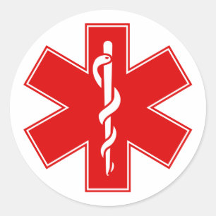 Red Yellow Orange White Nurse EMS Star of Life Runder Aufkleber